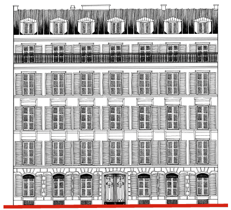 Illustration façade de la demeure La Source - 1.75 Paris