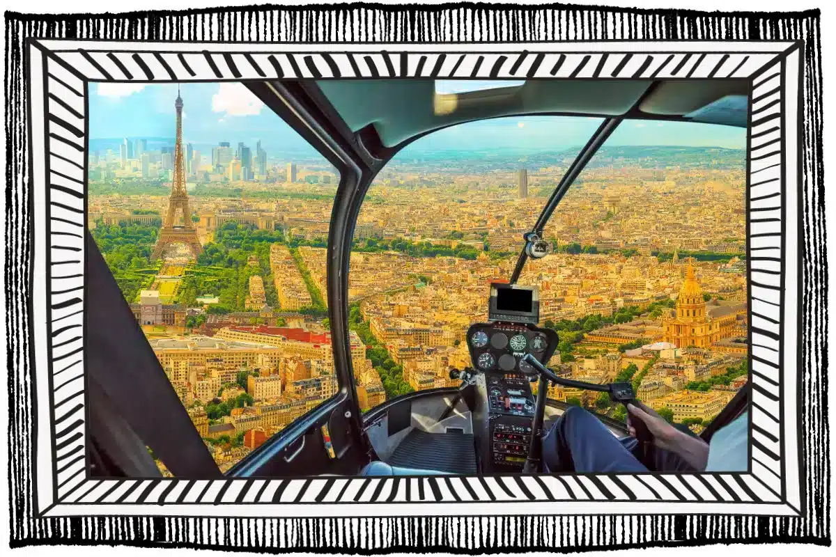 vue du cockpit d'un vol hélicoptère Paris